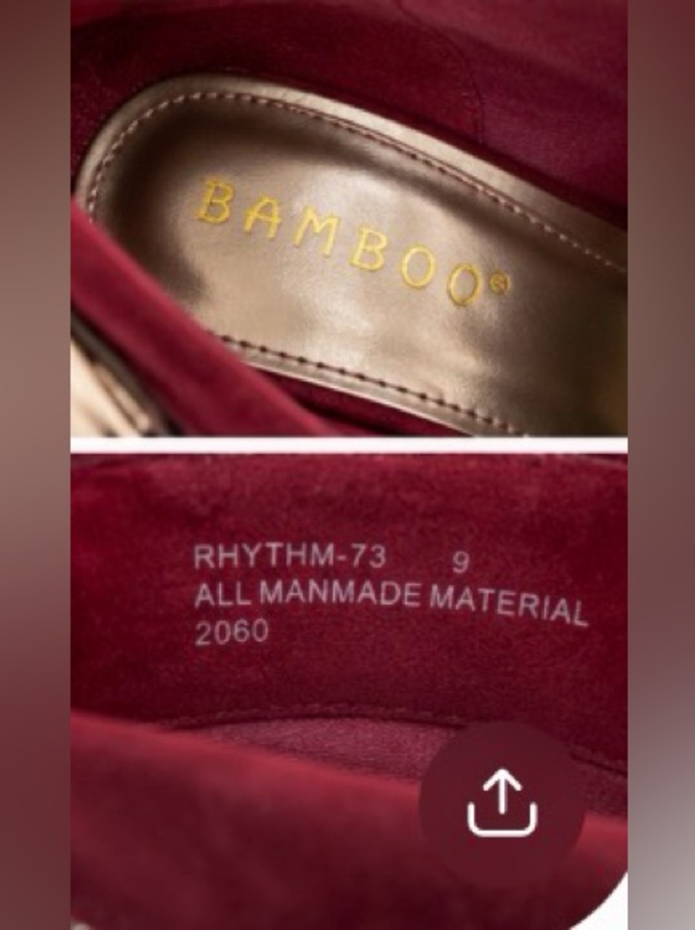 Bamboo Rhythm-73 Burgundy Glitter Bow Stiletto Booties Size 9 - Picture 4 of 9